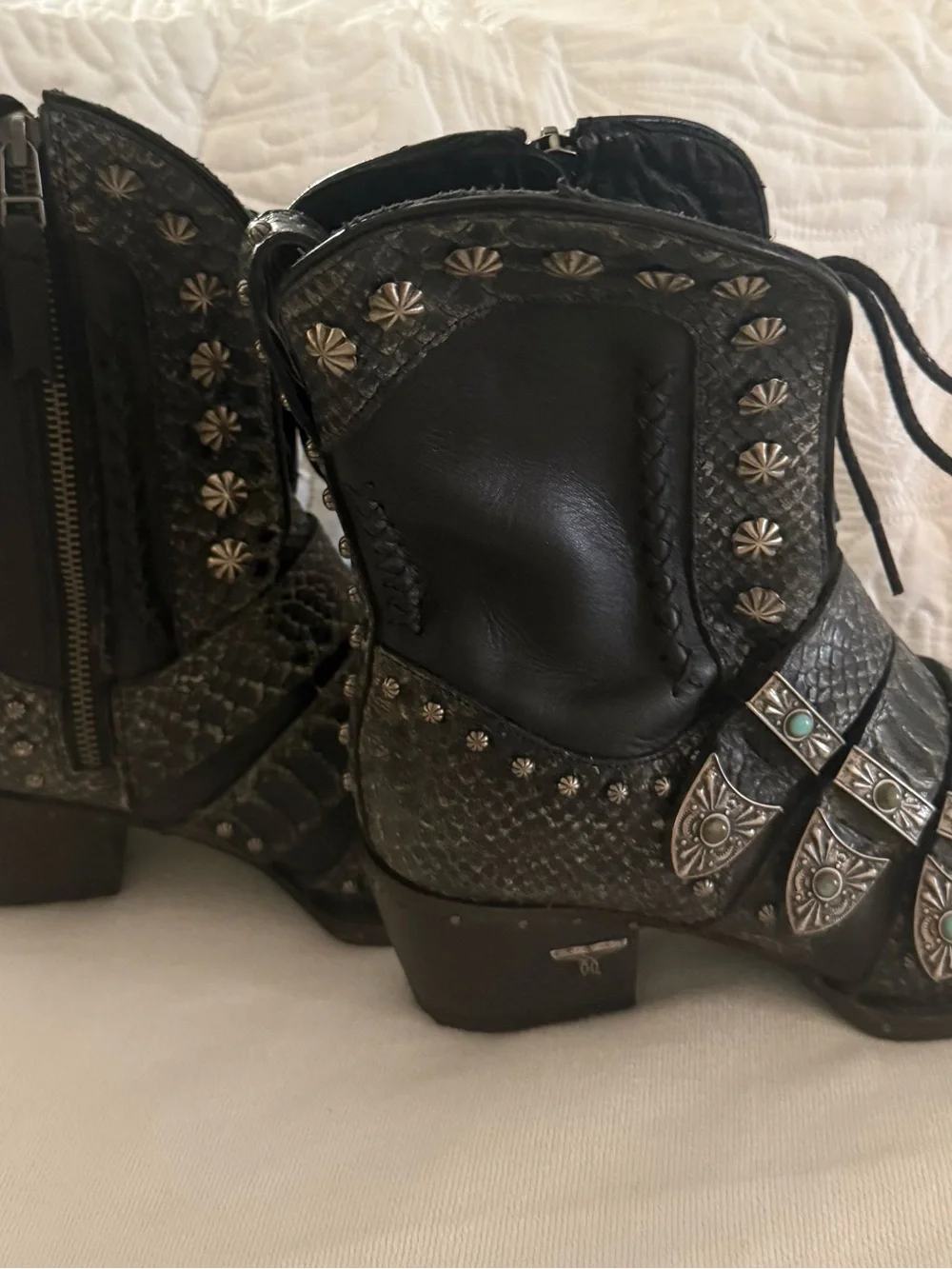 Black SHOWDOWN BOOTIE Studded Western Ankle Boots - Picture 2 of 8